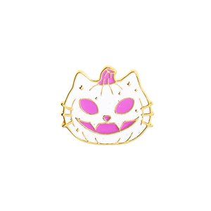 Kawaii Iridescent Glitter Pumpkin Kitty Enamel Pin